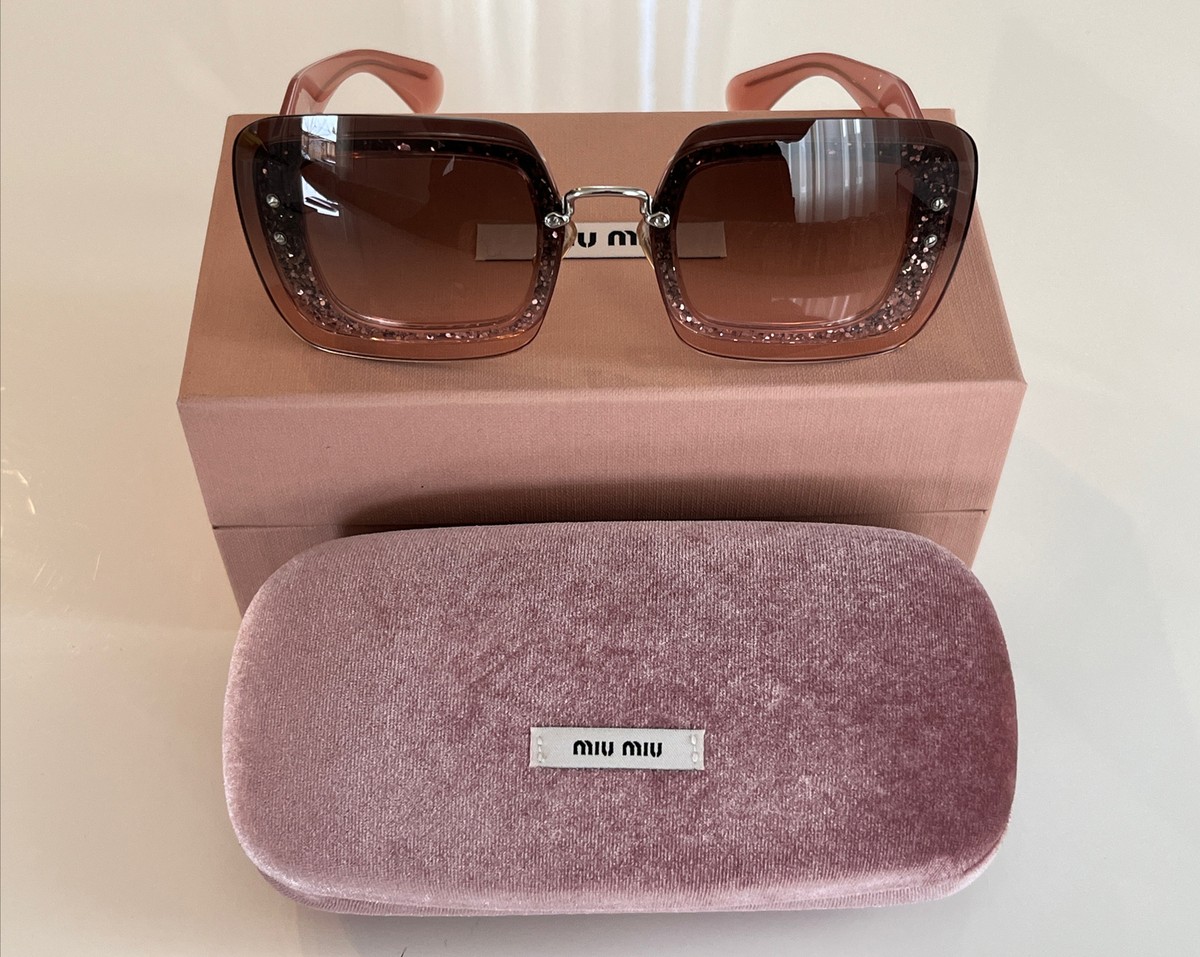 Miu Miu Transparent Taupe Frame with Pink Gradient Lenses Sunglasses Mauve Lenses Aube Sunglasses | Miu Miu main image 4