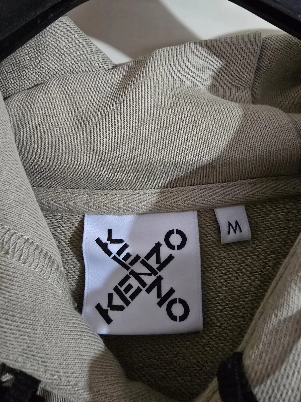 Felpa con cappuccio uomo designer Kenzo kaki con logo sul retro taglia M