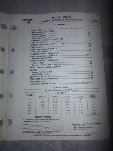 Spicer CM55 Serie Hauptgetriebe Katalog T210-CM55, 1982 - Bild 2 von 5