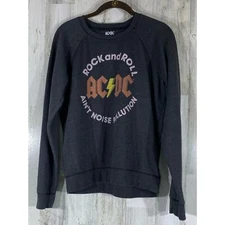 Lucky Brand AC DC Sweatshirt Size Small Gray Rock and Roll Aint Noise Pollution