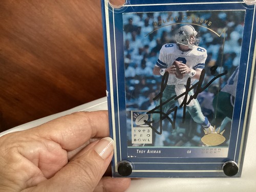 Dallas Cowboys Troy Aikman autograph 1993 Pro Bowl #64 Upper Deck in case - Picture 4 of 4
