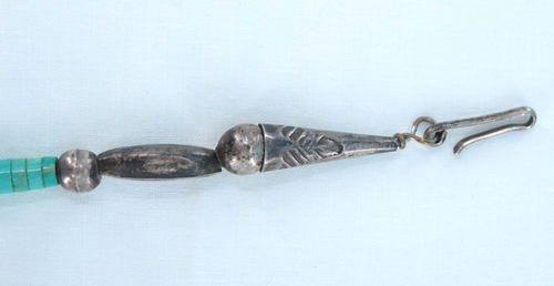 Collar de Cuentas Heishi Indio De Colección Nativo Americano Mármol Turquesa y Plata - Imagen 10 de 16