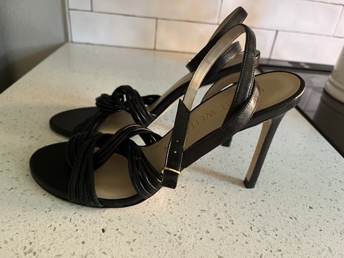 NWOT STUART WEITZMAN BLACK HEELS SANDALS SZ 9 - Picture 3 of 8