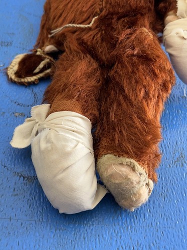 Antique Creepy Stuffed Teddy Bear With Repairs - Picture 16 of 18
