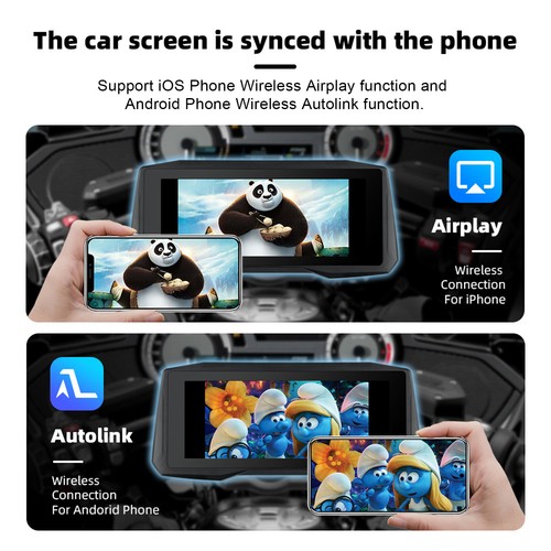 7" IPS Touch Screen Motorcycle Android Auto Navigator Wireless CarPlay w/Camera - Picture 9 of 17