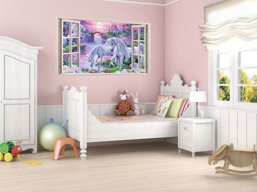 FULL COLOUR Unicorn Wall Art, Modern Transfer, PVC Decal, 3D Window, Sticker - Picture 3 of 5