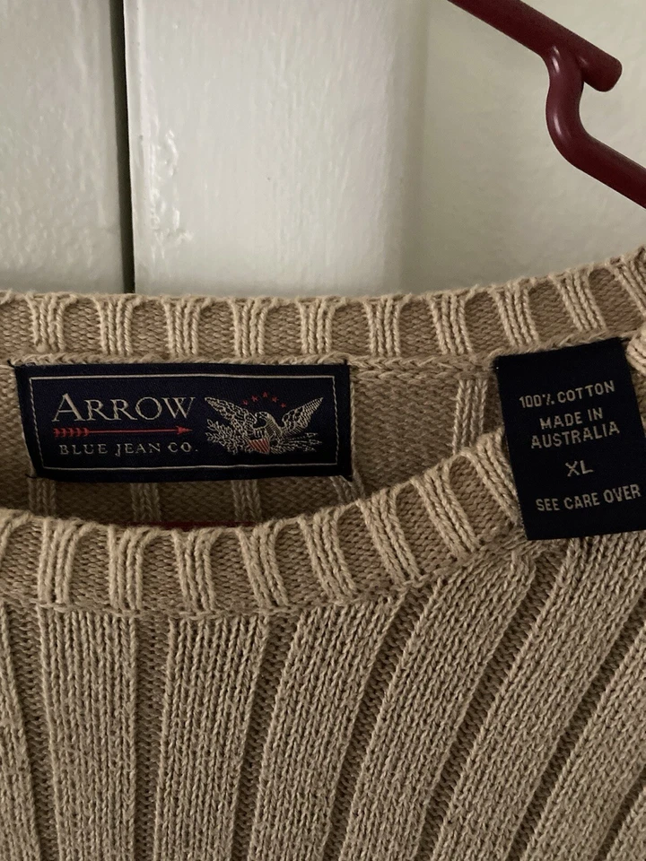 VTG Arrow Sweater Men’s XL Blue Jean Co Cable Knit Pullover Australia Made Y2K - Image 2 of 4