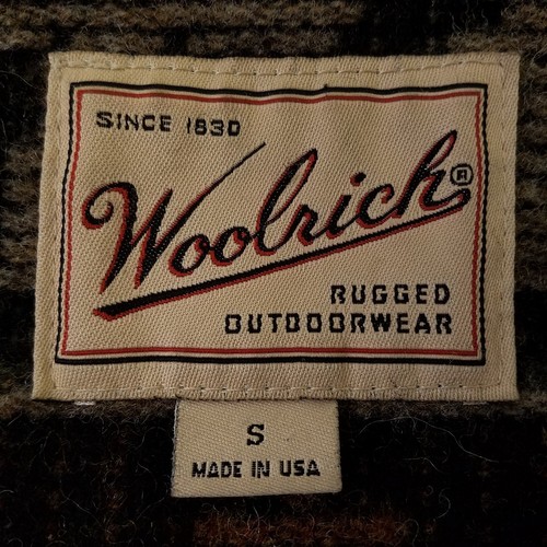 Damen Woolrich Jacke Mantel mit Kapuze Elch Hirsch Bäume Berge Wolle Winter S braun - Bild 5 von 10