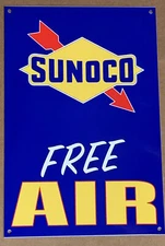 Vintage Style Sunoco  Free Air Gas Pump Steel Metal Top Quality Sign