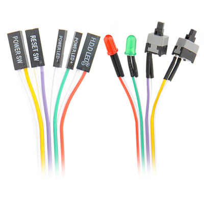 R17 Computer PC Reset Taster Power Ein Aus Taste Knopf Schalter LED Kabel 65cm 
