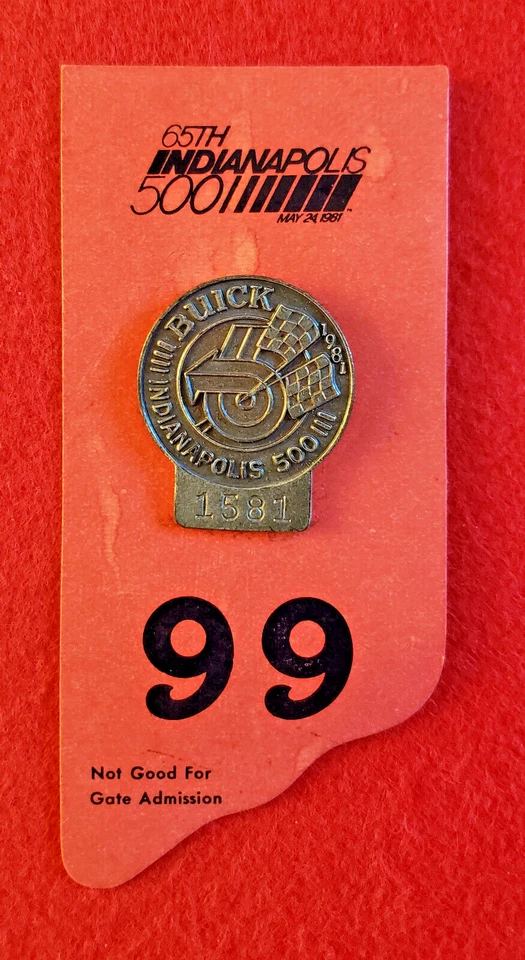 1981 Indy 500 SILVER Badge #1581  w/ *VIP* BUC #99 - PROGRAM/STARTING FIELD! - Image 3 of 4
