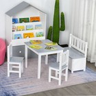 4-Piece Kids Table and Chair Wood Bench with Storage Feature Gift for Toddlers