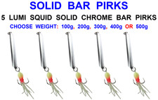 5 LUMI SQUID CHROME BAR PIRKS KAYAK BOAT SEA FISHING LURE COD POLLOCK LING JIG
