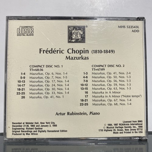 ARTUR RUBINSTEIN Frederic Chopin Mazurkas (2 CD Set) MHS 522543L - Bild 2 von 5