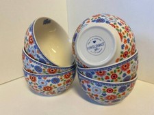 Set of 6 Kakelbont by Yvon Ceramic Bowls — Vintage Floral Pattern
