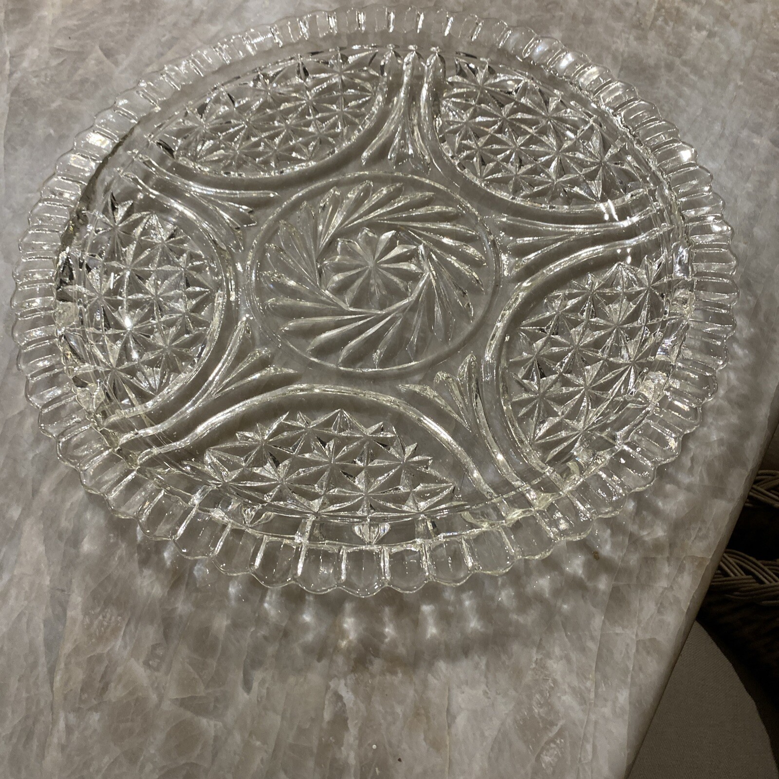 Vintage Anchor Hocking Clear, Glass, Serving Tray, Stars And Bars, 12