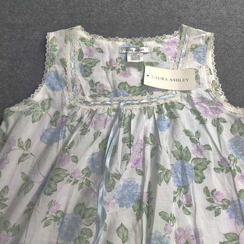 Laura Ashley Nightgown Small White Cottage Floral Cotton Romantic Classic Cozy