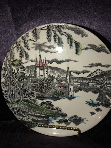 Lot of 2 La Ville Castle Lake Scenery Bread Plate and Saucer Replacements - Picture 4 of 10