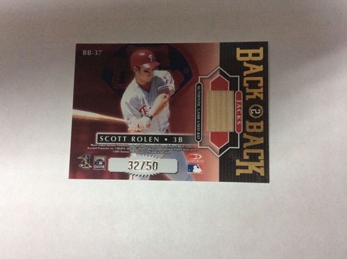 2001 DONRUSS ELITE MIKE SCHMIDT/SCOTT ROLAND BACK 2 BACK GAME USED BAT 32/50 - Picture 2 of 2