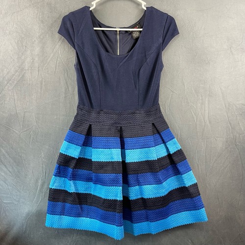 Teeze Me Awning Stripes Skater Dress Small Textured Thick Heavyweight  - Picture 1 of 7
