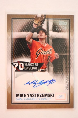 2021 Topps 70 Years of Baseball Autographs Mike Yastrzemski #70YA-MY Gold /50