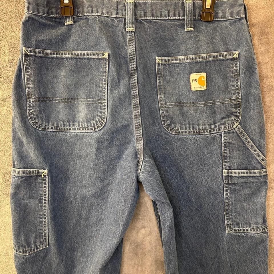 Carhartt FR Flame Resistant Carpenter Men's 34x34 Work Denim Blue Jeans