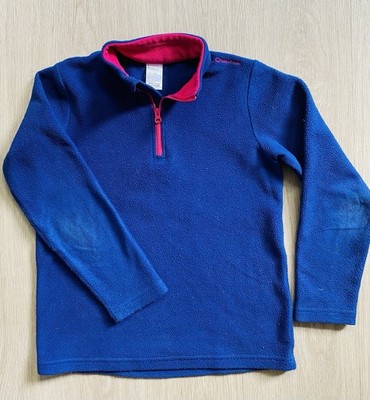Kinder Fleece Pullover Quechua blau mit rotem Reißverschluss   warm & bequem