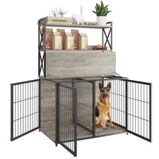 42.5'' Dog Kennel Furniture Flip-Top Wooden Crate with Movable Divider