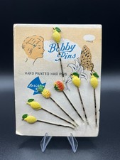 Vintage New Old Stock Mascot Fruits Bobby Pins-Hand Painted Hair Pins