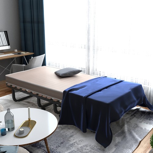 Folding Bed w/Memory Foam Mattress Rollaway Made in Italy - Picture 3 of 7