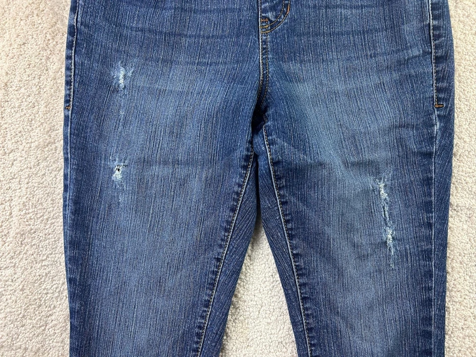 Calça jeans Jag feminina 4 azul cintura alta skinny stretch pull on jeans desgastado - Imagem 2 de 4