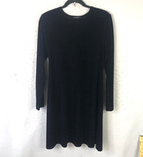 Velvet Evening Dress Womens 10 Black  Long Sleeve Cocktail Knee Length Formal