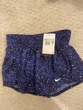 Nike One Dri-fit HF4500-010 Women's Purple Mid-Rise 3" Brief-Lined Shorts XS
