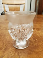 Lalique France  Petit Satin Crystal St. Cloud Vase  with Acanthus Leaves.