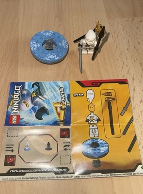 LEGO NINJAGO Zane Minifigur 2113 mit Zubehör und Spinner-Base/Standplatte + BA.