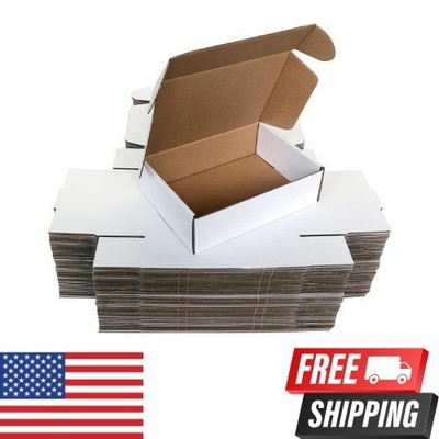 50 Pack 7''X5''X2'' Inch Small Shipping Boxes White Corrugated Cardboard Box for Sm