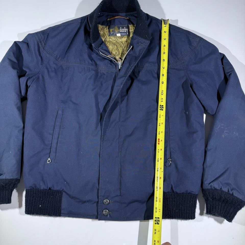 Vintage Derby of San Francisco Style 44 Jacket Navy Blue Gold Paisley Lined Sz-M - Image 4 of 4