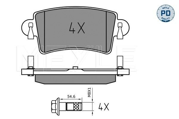 Bremsbelagsatz Scheibenbremse Hinten Meyle 025 236 6916 PD Passend FÜR Nissan-image
