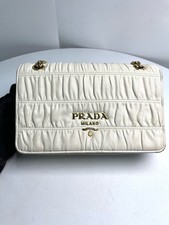Prada Classic Logo Ruched Lambskin Crossbody Bag, 22 6 14 cm