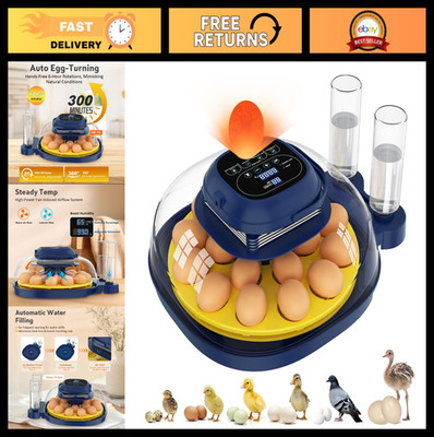 18 Egg Incubator with Auto Turning, Digital Temp & Humidity Control, Egg Candler