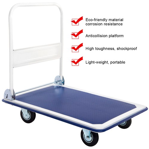 Carro de plataforma plegable 660LBS carro de plataforma plana rodante camión empujante Dolly - Imagen 5 de 11