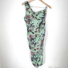 PrettyLittleThing Fairy Velvet Burnout Midi Dress Bodycon Floral Bird Ruched 8