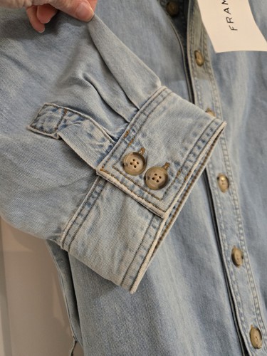 FRAME Denim Belted Trench Dress WOMENS SZ SMALL Blue Jean Light Denim NWT $368 - Picture 8 of 10