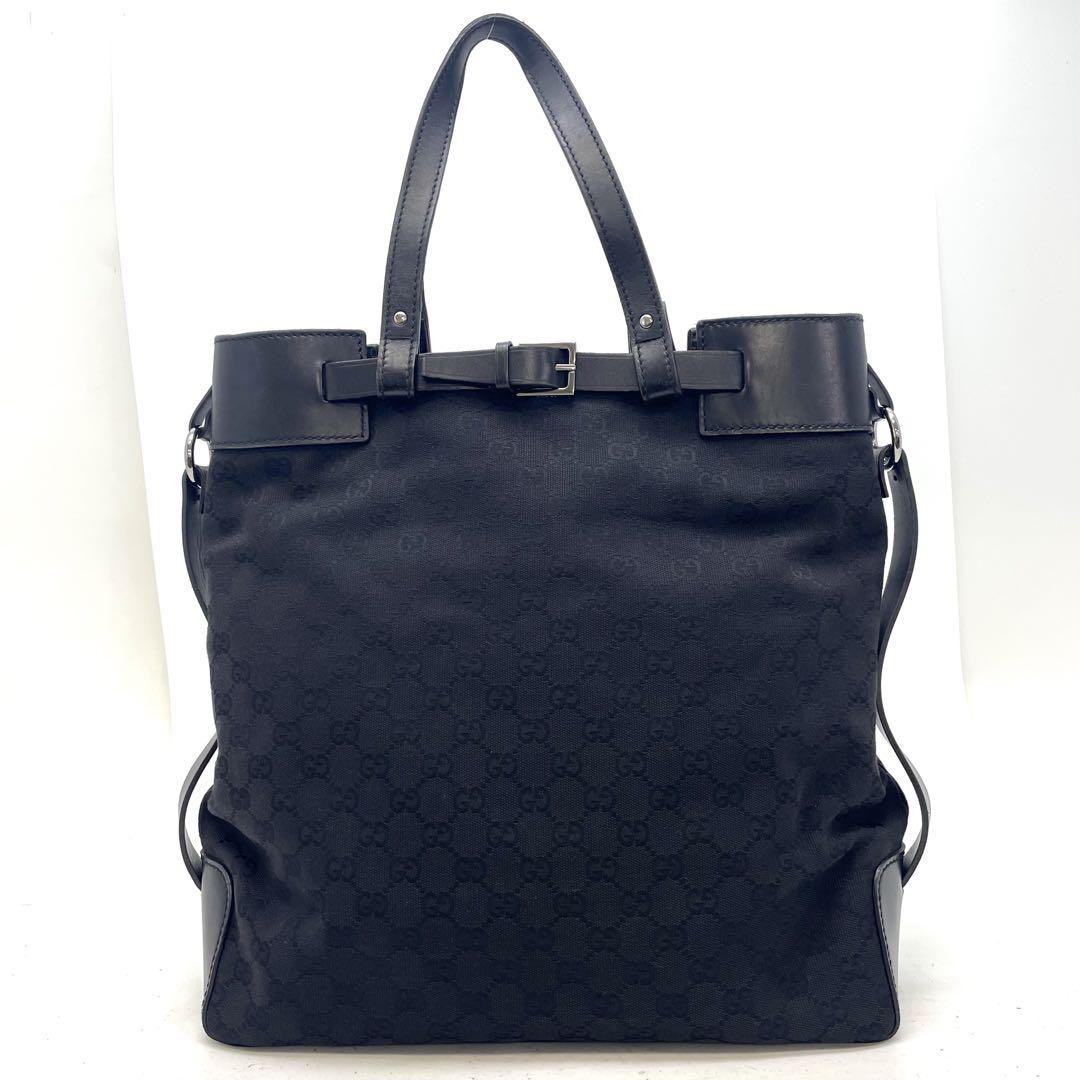 Gucci GG Canvas Black Tote Shoulder Bag FT359 PG2TBH