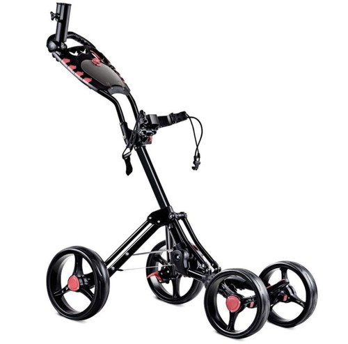Folding 4 Wheel Golf Pull Push Cart Trolley Club Umbrella Scorecard Drink Holder - Picture 5 of 7