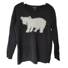 Black Sweater Polar Bear Sz XL Holidays Winter Ski Chalet Cozy Novelty Style&Co