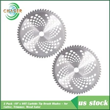 2 PK Carbide Tip Brush Blades For Cutter, Trimmer, Weed Eater 10" x 60T