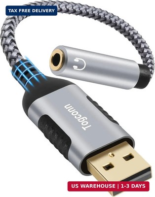 USB 3.0 Male to 3.5mm TRRS 4-Pole Female Headphone Jack Adapter, USB-A to Aux Au