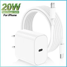 USB-C 20W Fast Charger Type C Cable For iPhone 17 16 15 14 13 12 11 XR XS X iPad