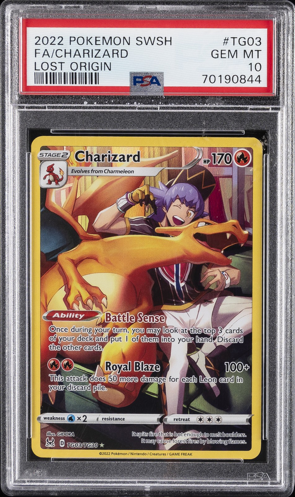 2022 POKEMON SWORD & SHIELD LOST ORIGIN #TG03 FULL ART/CHARIZARD PSA 10 view 1